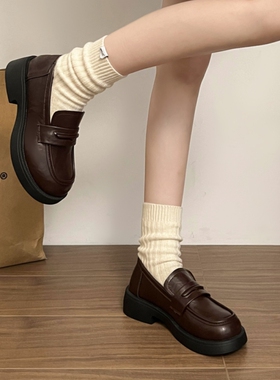 棕色玛丽珍小皮鞋女配裙子jk制服鞋黑色乐福鞋英伦风女士厚底单鞋