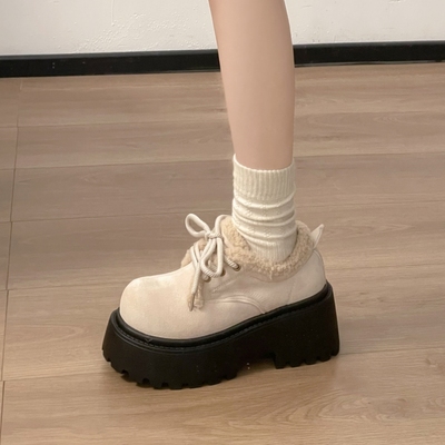 赠运费险复古加绒加厚保暖小皮鞋