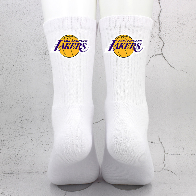 NBA球队队标篮球袜湖人灰熊勇士雷霆骑士雄鹿中高筒毛巾底运动袜