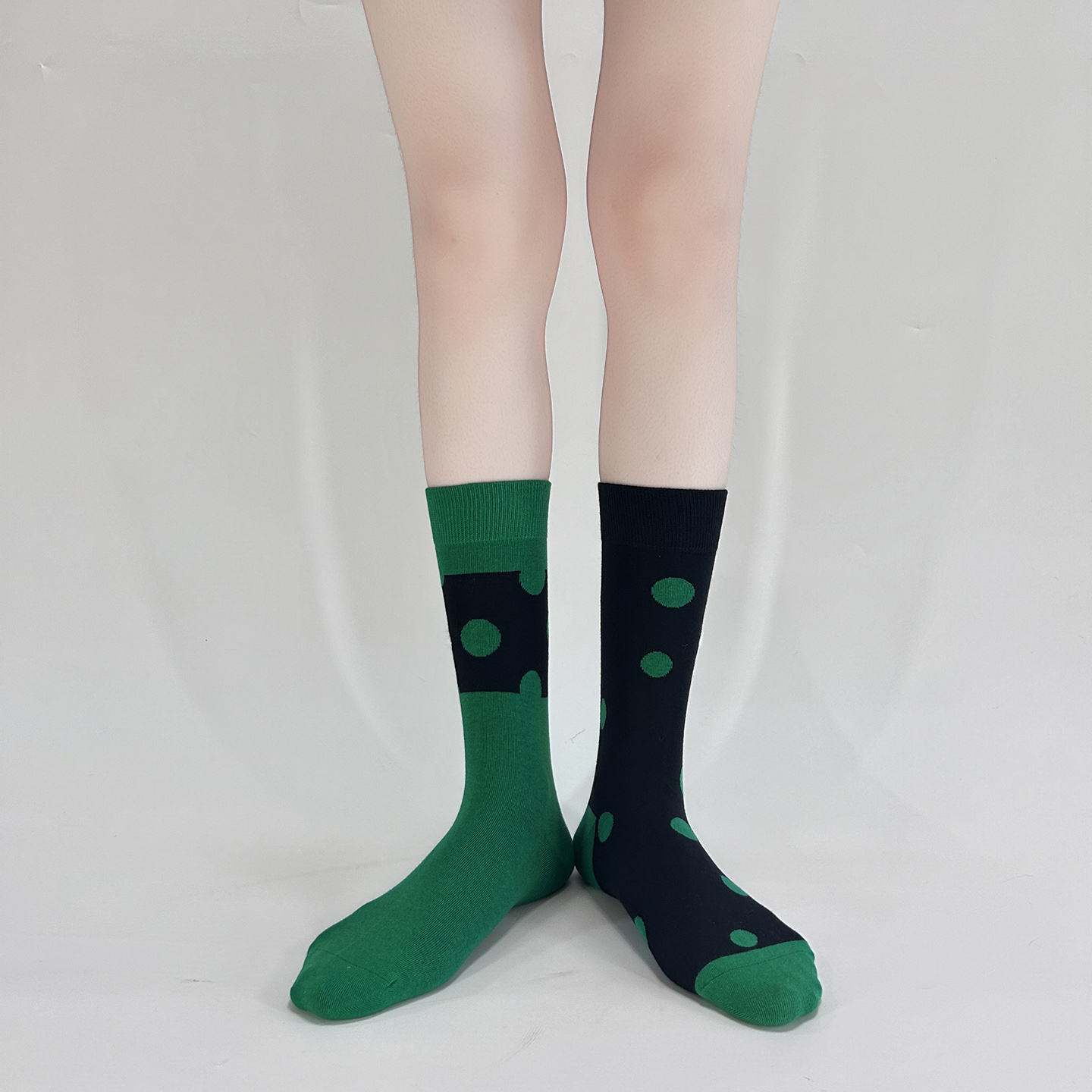 【3双装】AB绿色鸳鸯袜女中筒袜植绒卡通可爱小狗透气无骨堆堆袜