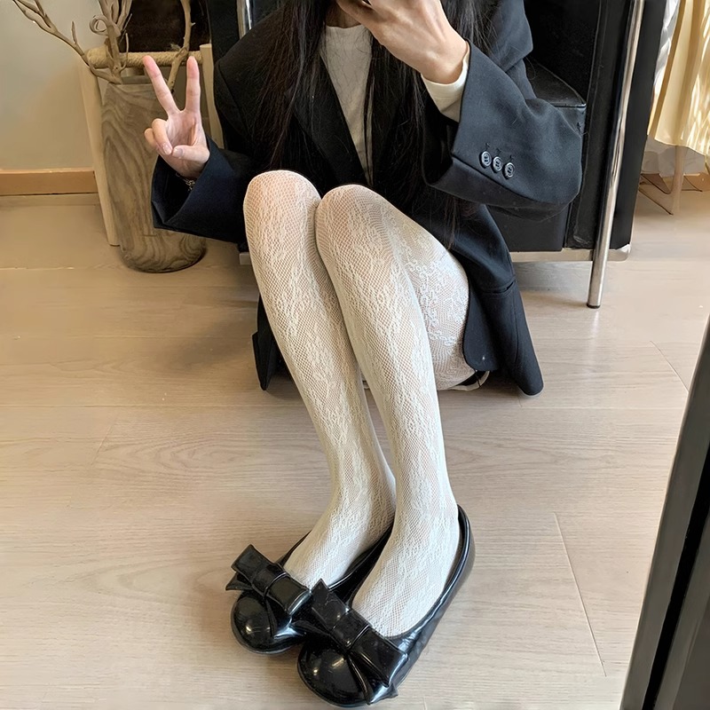 【2双装】春季提花镂空透肉性感网袜~纯欲风丝袜显瘦显腿长配手包