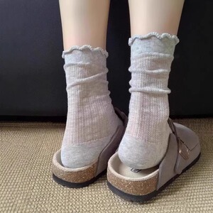【4双装】又薄又软的镂空透气也太美了搭勃肯鞋巨美~夏季堆堆袜女