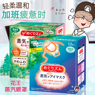 日本花王蒸汽眼罩热敷护眼遮光缓解眼疲劳改善黑眼圈森林香型12片