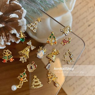 圣诞树铃铛金属美锆石钻星星钻 圣诞饰品 AONNAIL 金属饰品
