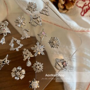 圣诞树雪花星芒美甲钻麋鹿星球 圣诞饰品 AONNAIL 金属饰品