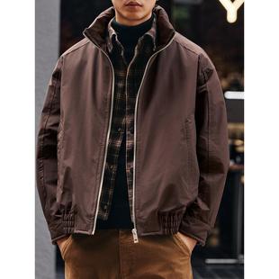 美式格纹拼接假两件羽绒服男冬季潮牌层次感保暖工装外套男