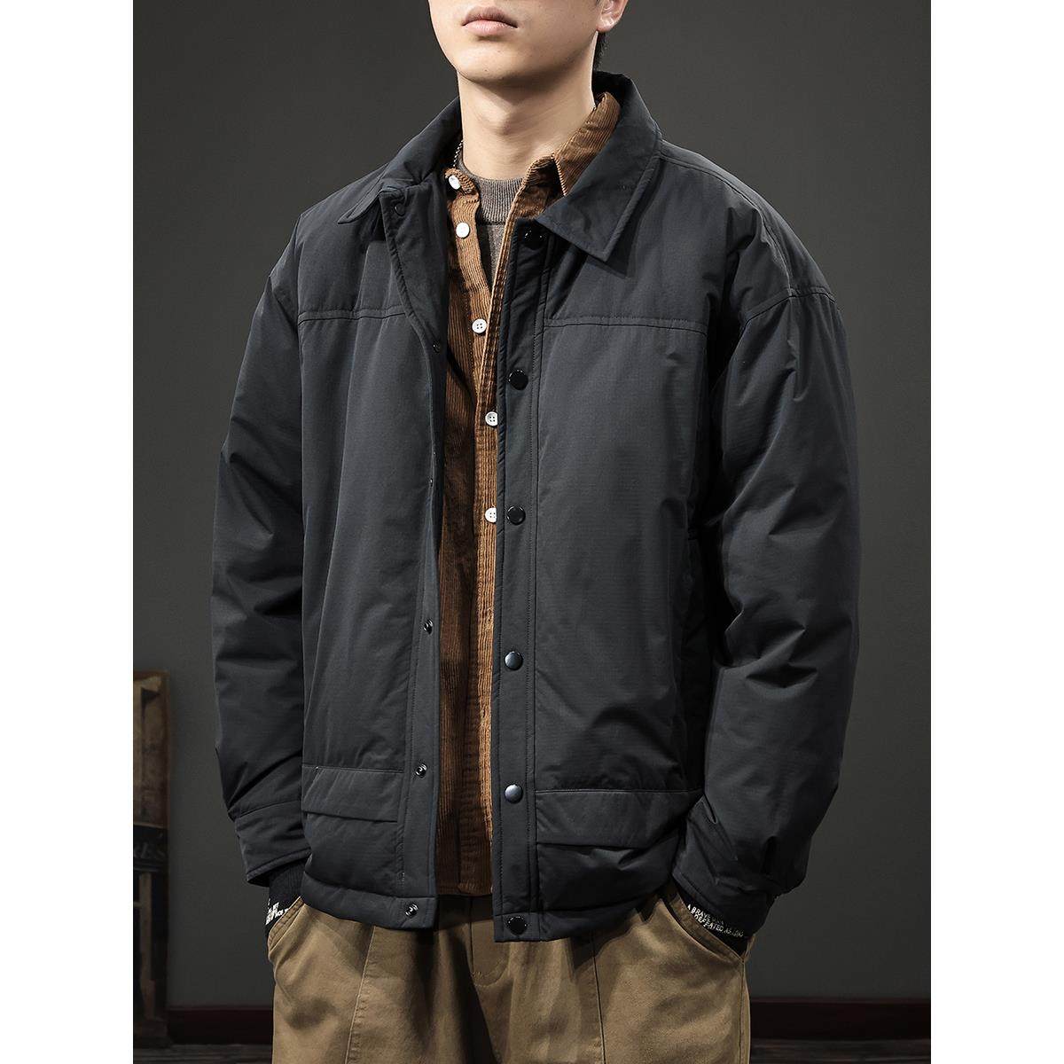 冬季新款2025轻薄翻领羽绒服男高端休闲白鸭绒棉服冬款夹克外套潮