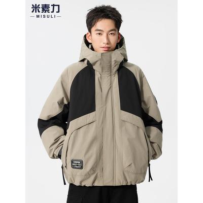 冬季90白鸭绒轻薄羽绒服男款户外防风工装连帽风衣外套男新款上衣