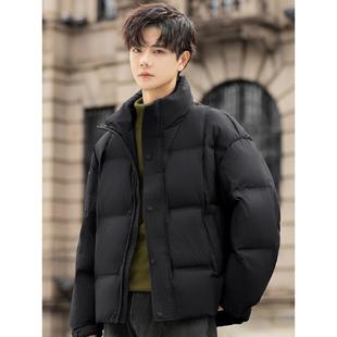 冬季新款男士立领羽绒服轻薄90绒泡芙面包服高充绒量保暖加厚外套