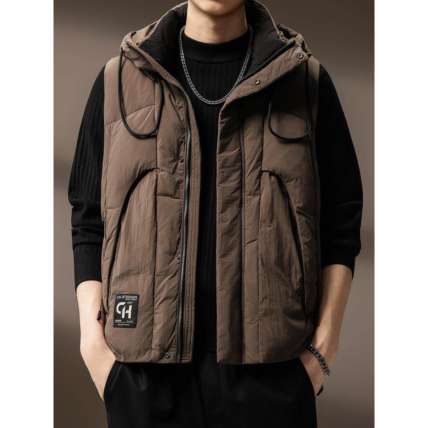 高端连帽棉马甲男士冬季新款加厚保暖坎肩潮牌休闲工装背心外套男,男装,常规马甲,淘宝优惠券,粉丝福利购,淘宝优惠卷