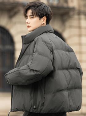 90绒子新款立领轻薄羽绒服男士冬季白鸭绒外套高端青年加厚面包服