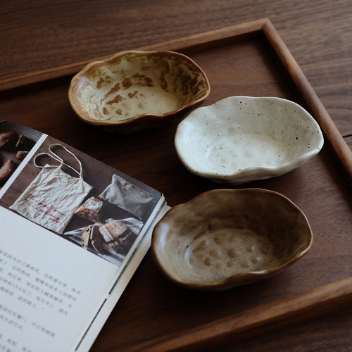 朴简杂货日式复古粗陶味碟