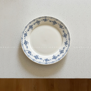 朴简杂货 中古风陶瓷西餐盘 甜品蛋糕盘早餐盘 法式复古花纹盘子