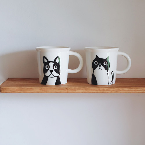 日单插画创意陶瓷马克杯咖啡杯