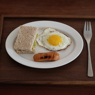 朴简杂货 简约白色陶瓷椭圆盘 早餐盘意面盘西餐盘家用餐盘