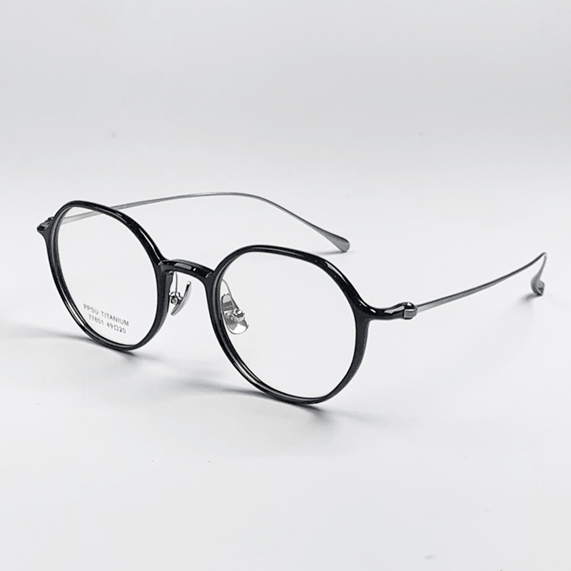 多边形钛眼镜架配近视超轻蔡司