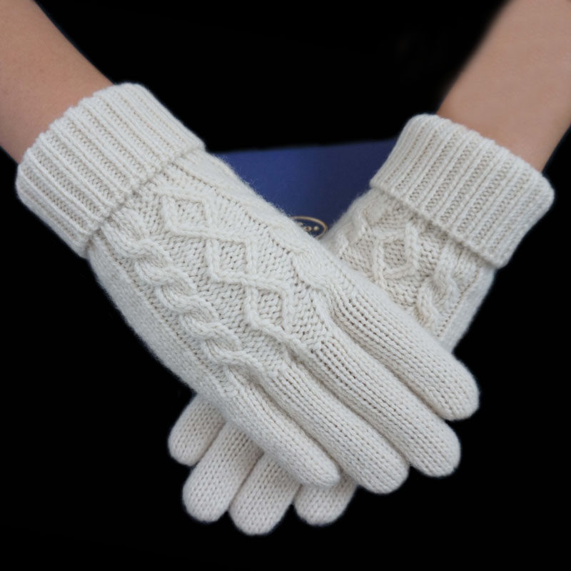 KRASKA ROMANTIC WINTER WOMENS WOOLEN GLOVES THICKEN WARM TWISTED KNITTED WOOLEN TOUCH SCREEN GLOVES