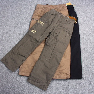 水洗重工刺绣阔腿长裤 保暖棉裤 纯棉直筒裤 外贸男女秋冬多兜工装