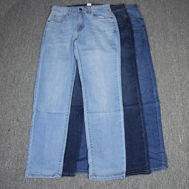 外贸春夏男女修身弹力水洗小直筒牛仔裤韩国单薄款百搭舒适休闲裤