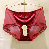 訫心NW082红丝绒抗螨透气网纱性感蕾丝边刺绣纯棉中高腰女士内裤