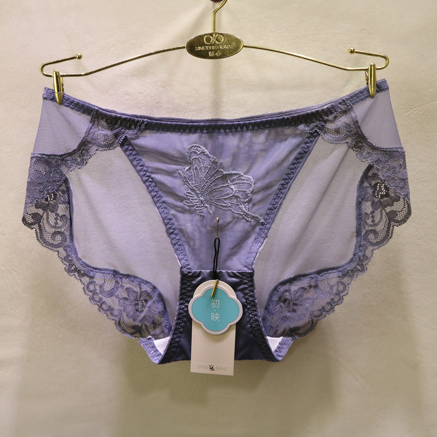 初映a1051刺绣蝴蝶性感诱惑低腰三角裤奢华镂空蕾丝无痕女士内裤