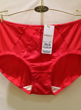 爱戴D3754本命年婚庆大红绣花奢华冰丝中腰包臀三角女士内裤D3737