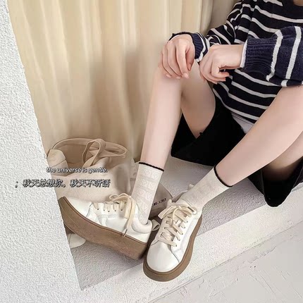 新rins网红日系高颜值纯色女士百搭夏季潮流个性中长筒少女袜子