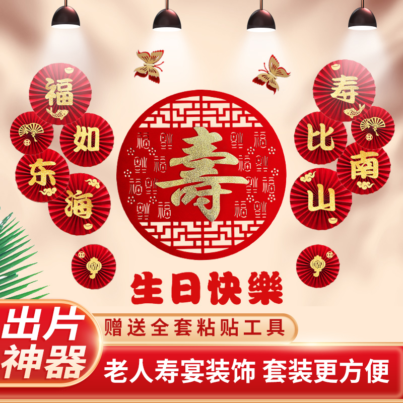 寿星酒宴背景装饰寿字贴