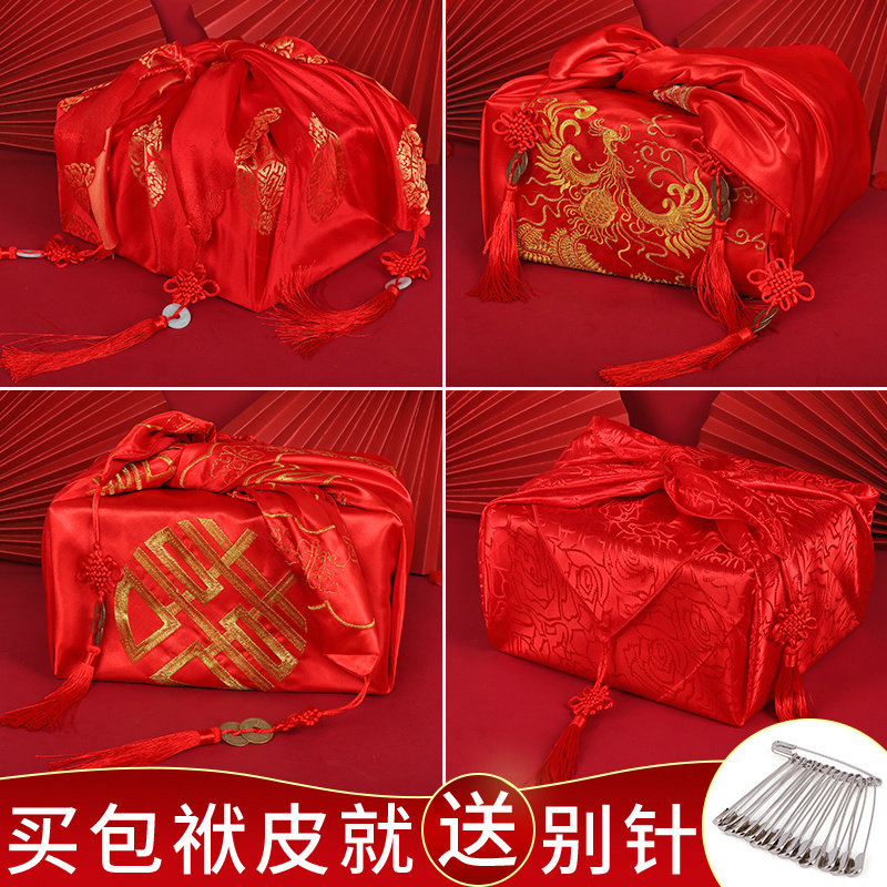 新人结婚婚庆用品包袱 新娘陪嫁包裹红布大号大红 刺绣包袱皮棉布