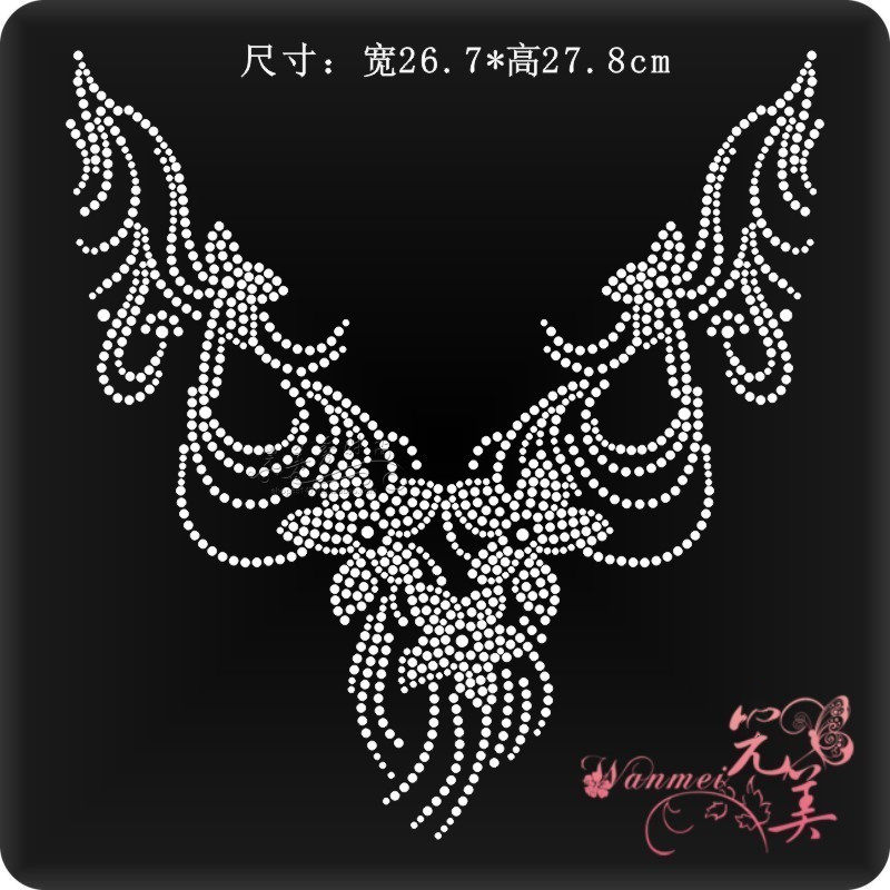 领口烫图厂烫钻图案 衣服装饰辅料烫钻配件烫画diy新款超亮水钻贴