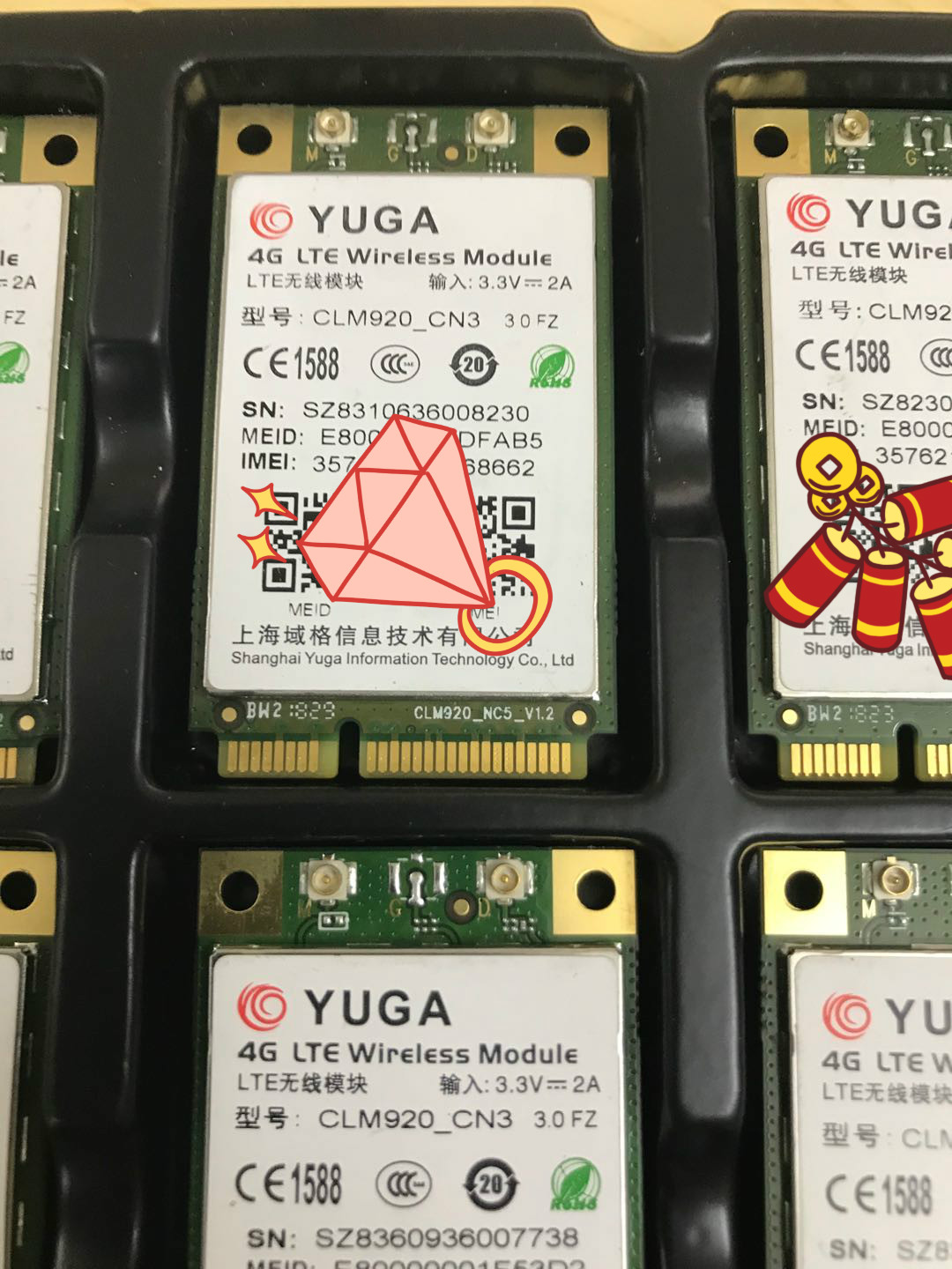 域格YUGA CLM920-CN3模块 七模4G全网通PCI接口模块 9.9成新 包测