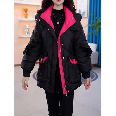 设计感中长款连帽羽绒服女2025冬季新款妈妈装显瘦不臃肿保暖外套