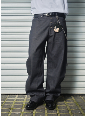ComicTree C.t 2025冬季新款陨石灰色原牛弯刀牛仔长裤子男士美式