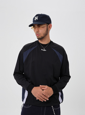 ComicTree C.t 2025秋季拼接3M反光圆领长袖衣服T恤男士新款上衣