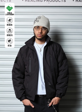 ComicTree C.t 2025冬季压胶拉链立领魔术贴夹棉夹克外套棉服棉袄