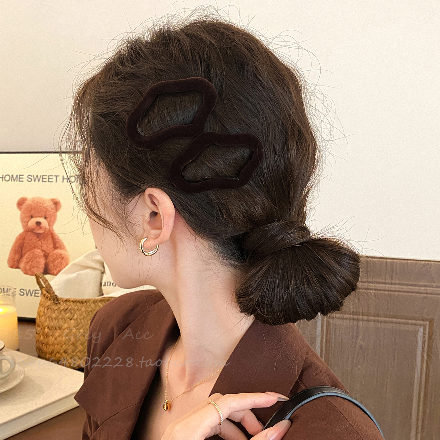 秋冬丝绒云朵bb发夹女侧边夹气质