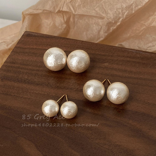 高级感棉花珍珠耳钉女春秋