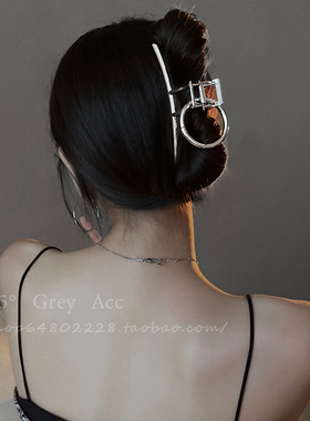 85度灰ins个性百搭金属发夹后脑勺抓夹女气质鲨鱼夹盘头发卡发饰
