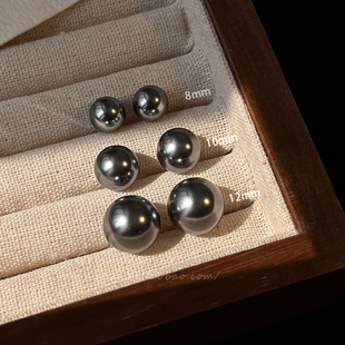 大溪地黑色施家珍珠耳夹女轻奢气质耳环2025新款耳钉925银针耳饰