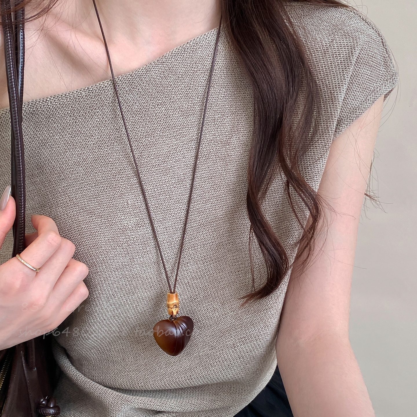 新中式爱心吊坠毛衣链长款项链