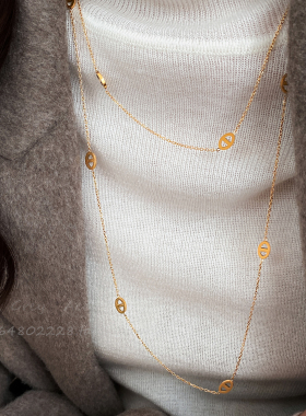 双层叠戴长款猪鼻子项链女秋冬