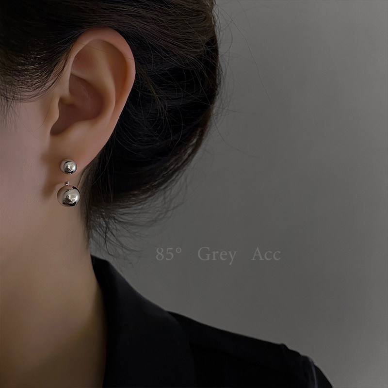 85度灰2025年新款潮光面双球独特耳钉ins冷淡风高级感气质耳饰女,饰品/流行首饰/时尚饰品新,耳钉,淘宝优惠券,粉丝福利购,淘宝优惠卷