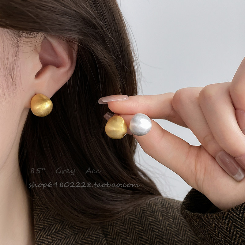 气质高级感拉丝金属半圆耳钉女轻奢百搭耳环小众设计简约网红耳饰,饰品/流行首饰/时尚饰品新,耳钉,淘宝优惠券,粉丝福利购,淘宝优惠卷
