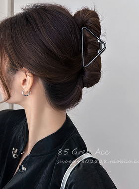 85度灰不规则金属线条发夹女ins冷淡风大号鲨鱼夹后脑勺抓夹头饰