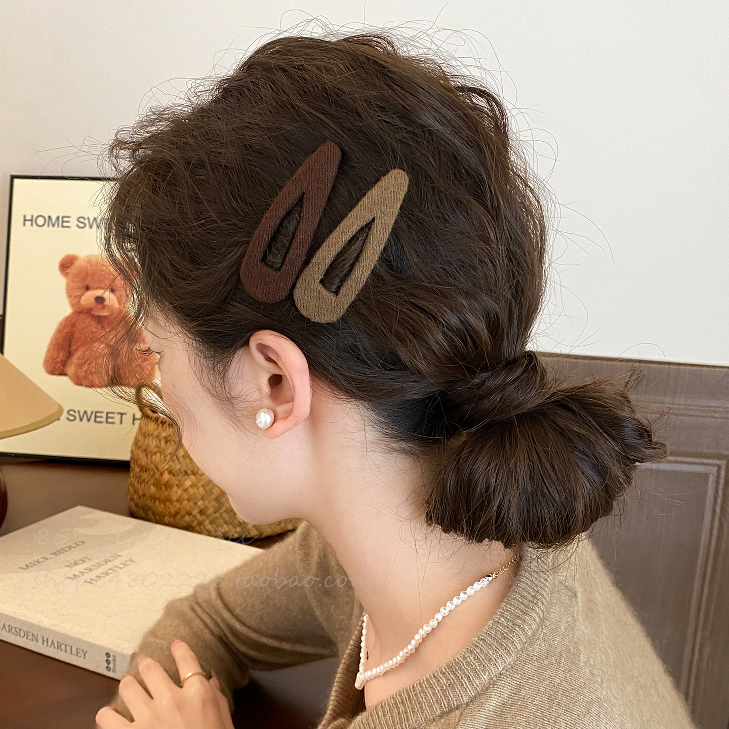 高级感丝绒水滴发夹女秋冬新款