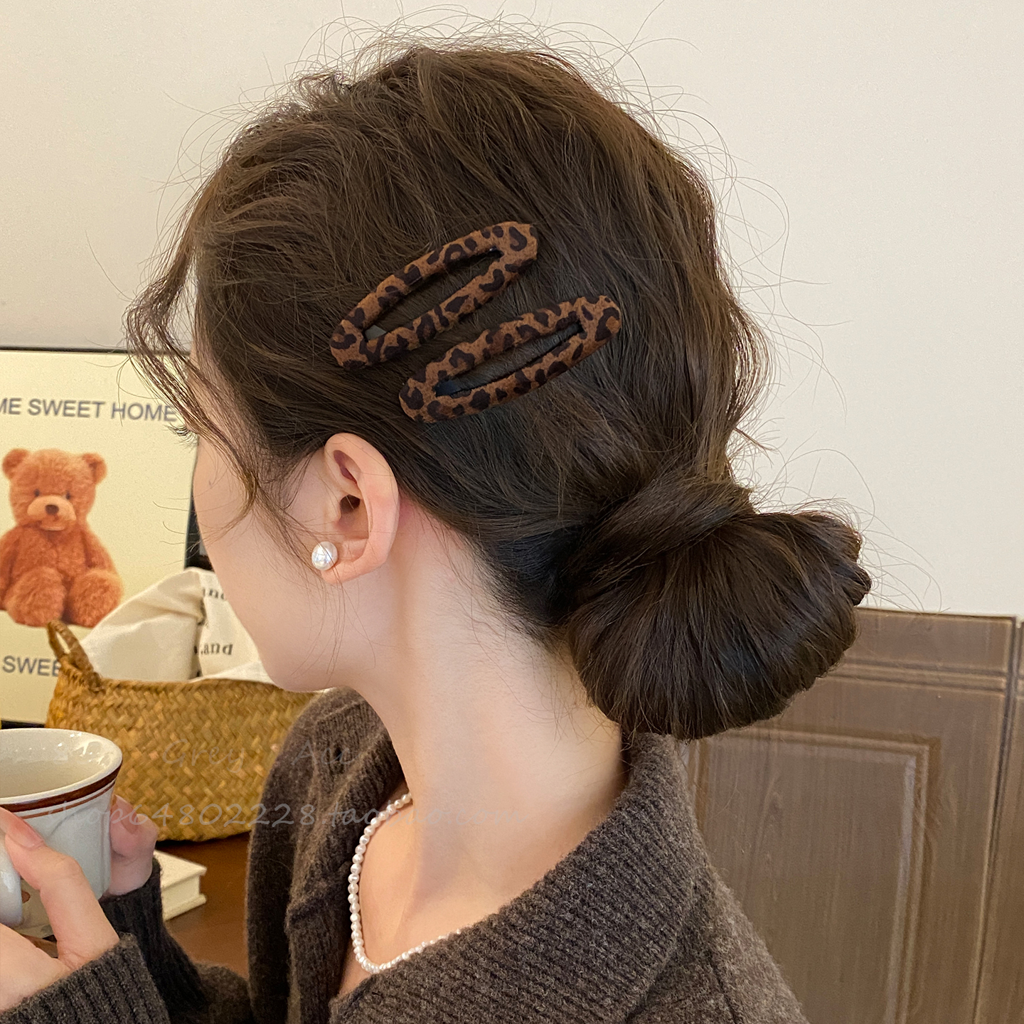 复古豹纹bb夹侧边夹女新款高级感