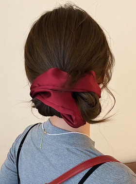 新年红色大肠发圈女2026新款高级感气质丸子头发绳百搭缎面头绳