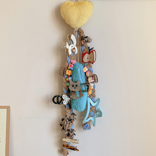 可爱卡通桃心麻花辫发夹挂绳收纳神器女时尚抓夹挂墙展示百搭装饰