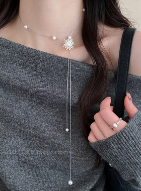 烟花流苏珍珠项链女2025新款轻奢