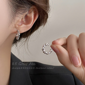 碎银子金属C型耳环女2026新款 耳钉气质高级感小众耳圈耳饰品 爆款